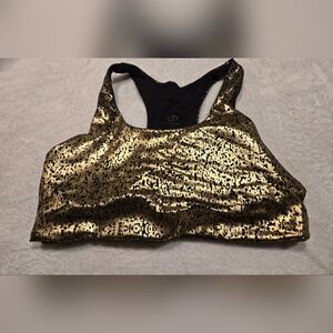 Curve N Combatboots Gold Foil Padded Racerback Sports Bra Size Large